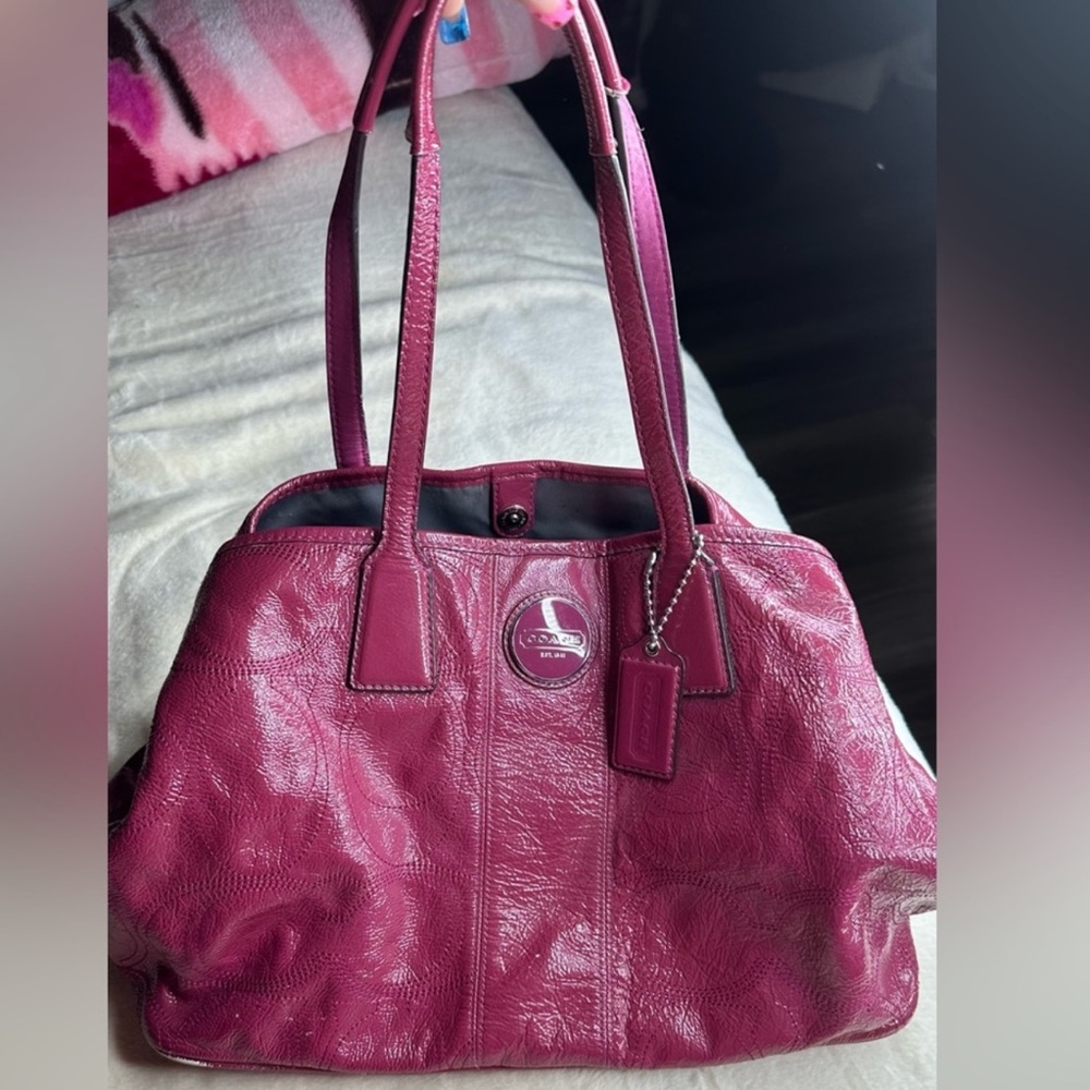 Raspberry Pink Patent Leather Coach Purse